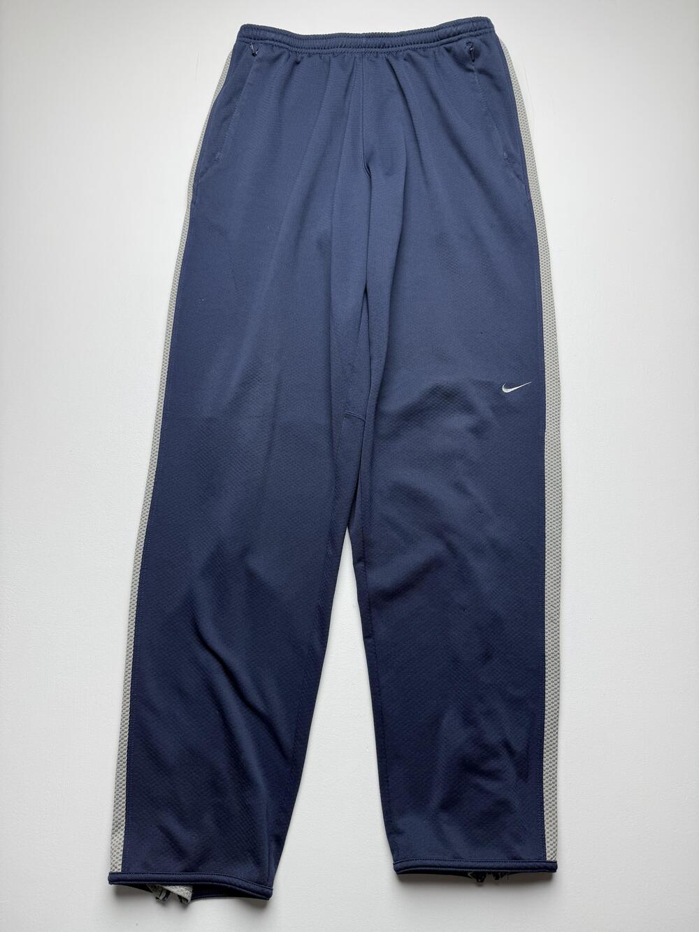 Nike Track Pants Mens Medium Blue Dri-FIT Mesh Side Stripe Ankle Zip Athletic